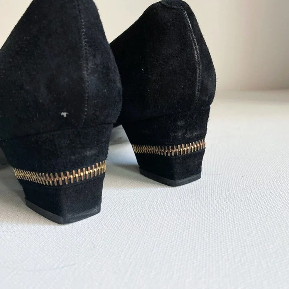 Vintage Anne Klein Couture Black Suede  Zipper Detail Unique Loafers - Picture 7 of 9